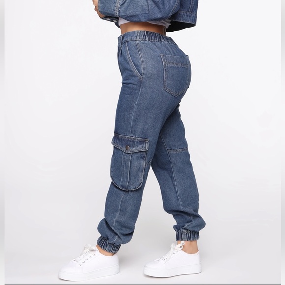 Denim Cargo Jogger Pants - Picture 2 of 5